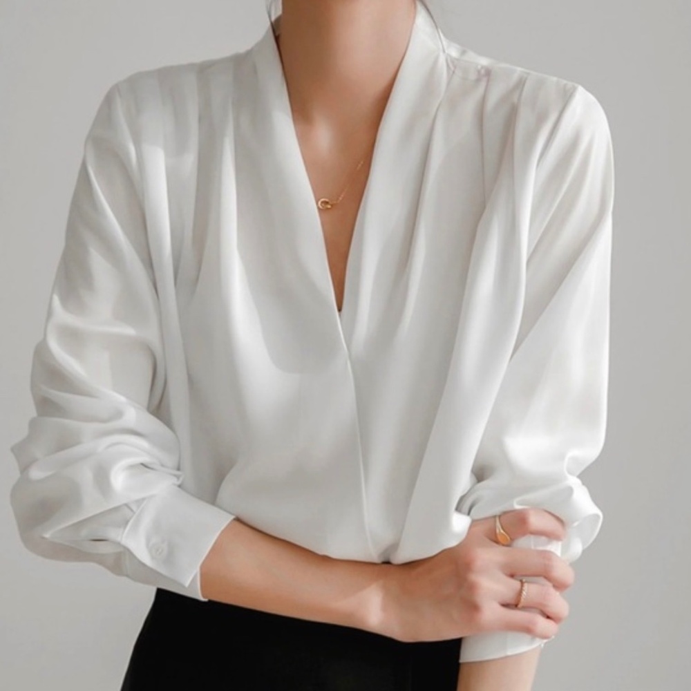 Elie Tahari Women's Cream Rosalina Long Sleeve Button-Up Blouse Size S